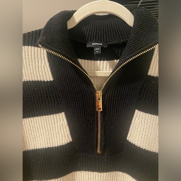 Striped ribbed quarter zip up tunic - Picture 4 of 7